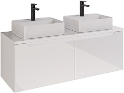 Dreja Мебель для ванной с двумя раковинами и столешницей W 125 подвесная белая – фотография-4